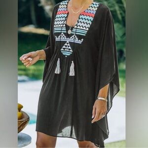 LOVE STITCH Cross-Stitched Swim Cover-Up, Size M/L, EUC